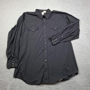 VTG Malco Modes Mens Black Western Pearl Snap Button Down Shirt XL Retro Cowboy